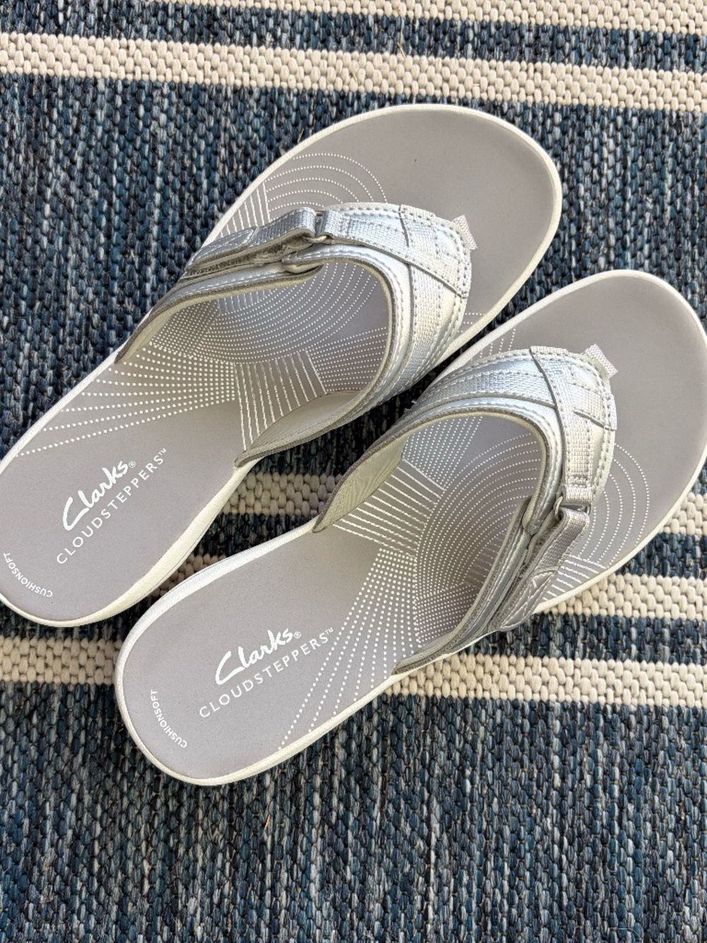 Clarks Cloudsteppers Silver Sandals